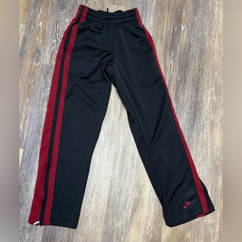 Nike Drawstring Joggers Size S Y2K 2000s Sweatpants Black Red Stripe Vintage